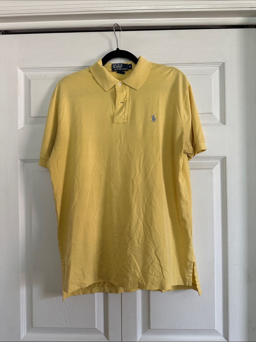Vintage 2000s Polo Ralph Lauren Yellow Mesh Polo Shirt Blue Pony